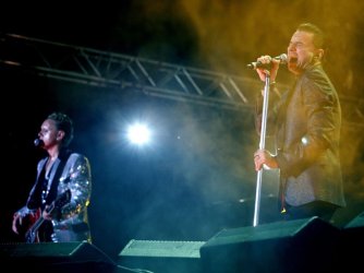 Martin Gore (left) and Dave Gahan on stage in 2009